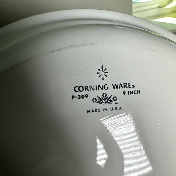 Vintage Corning Ware 9" Pie Plate Blue Cornflower P-309 USA Baking Dish - Picture 5 of 7